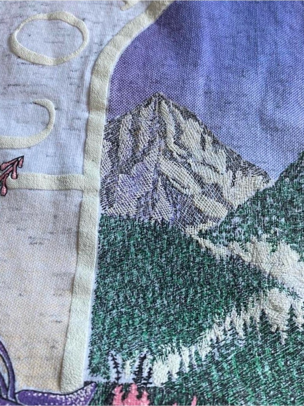 We The Free White Heather Tee with Pink Trim and Multicolor Mountain Graphic - Picture 5 of 5